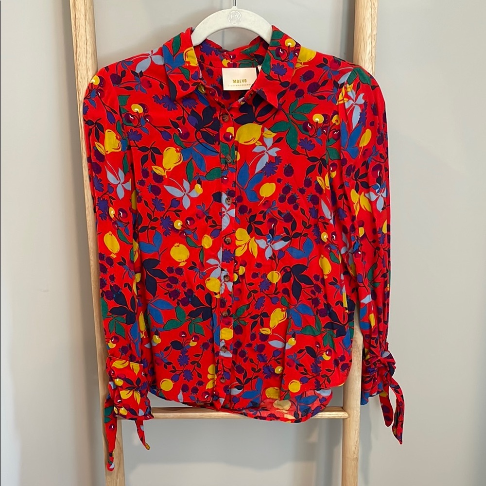 Anthropologie Maeve Long Sleeve Button Down Blouse